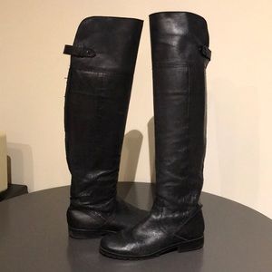 Black Leather Steve Madden Monty Boots